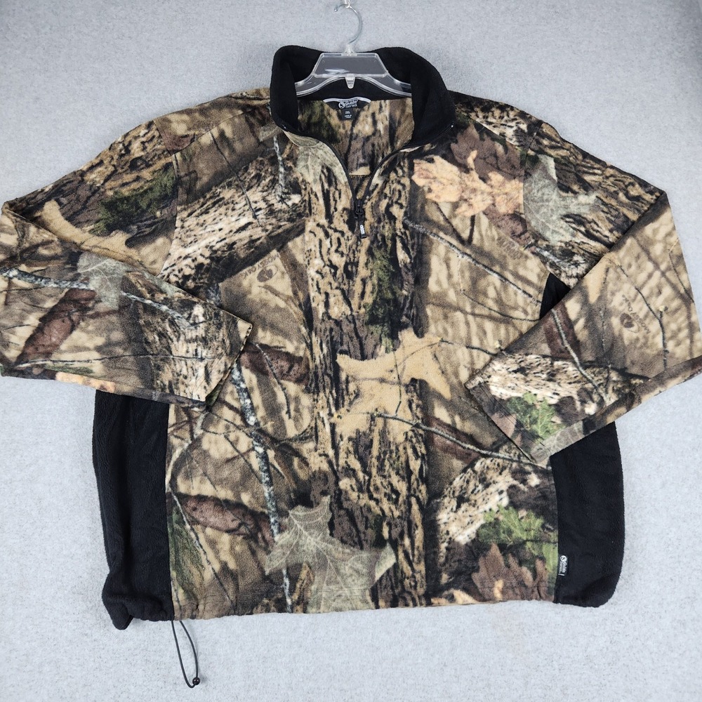 Guide Series Pullover Mens 2XL Brown Mossy Oak Camo Fleece Hunting Quarter Zip